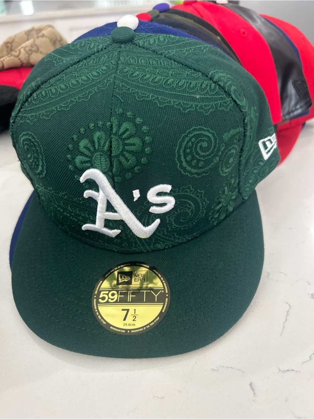 New Era Kids Oakland A's Dark Green Paisley 59FIFTY Fitted Cap